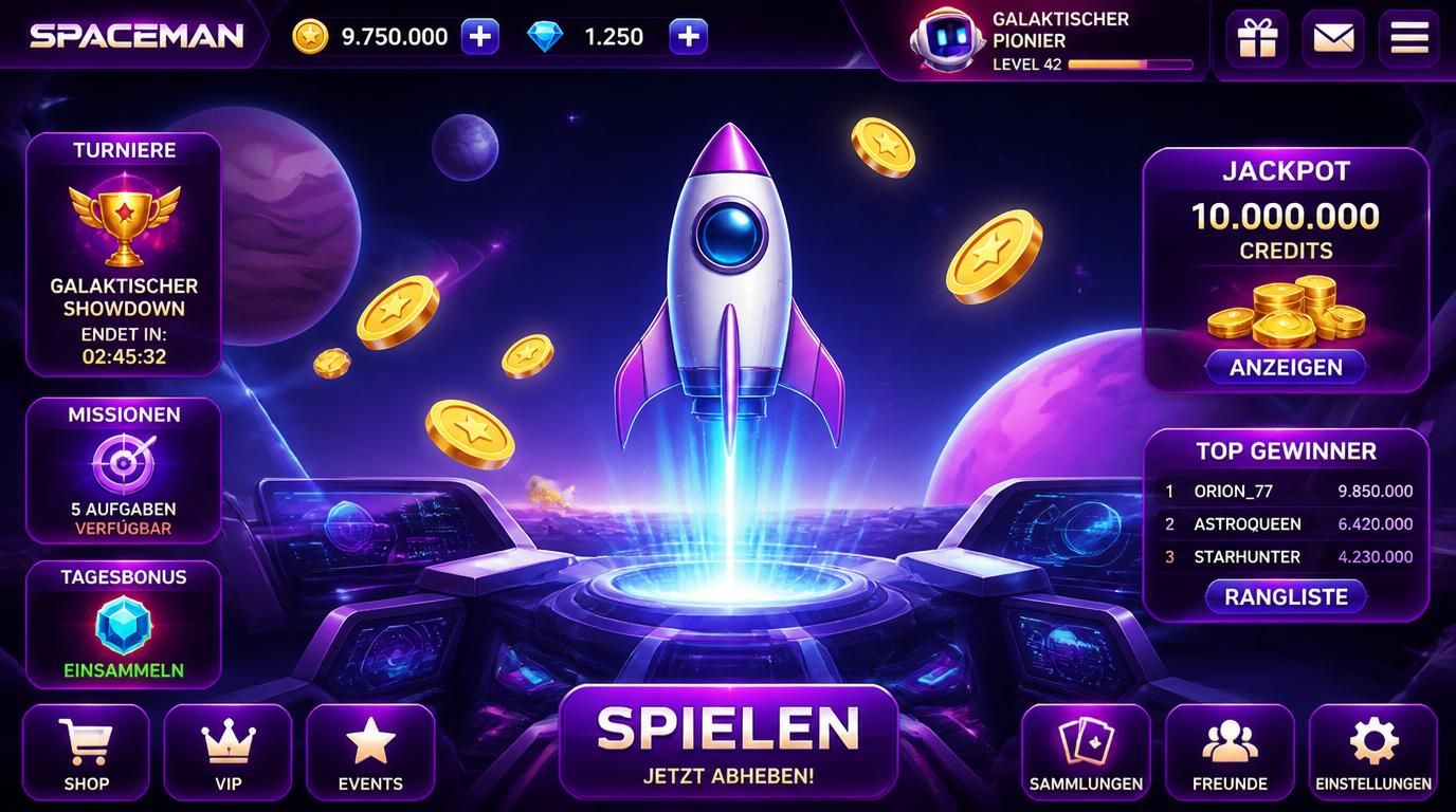 Spieler erlebt den Demo-Modus von Spaceman mit virtuellen Credits und Flugstart
