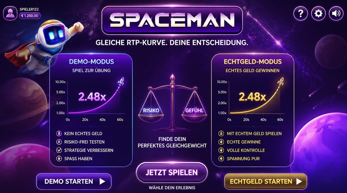 Demo- und Echtgeldmodus mit identischem Spielgefühl und gleichen Chancen